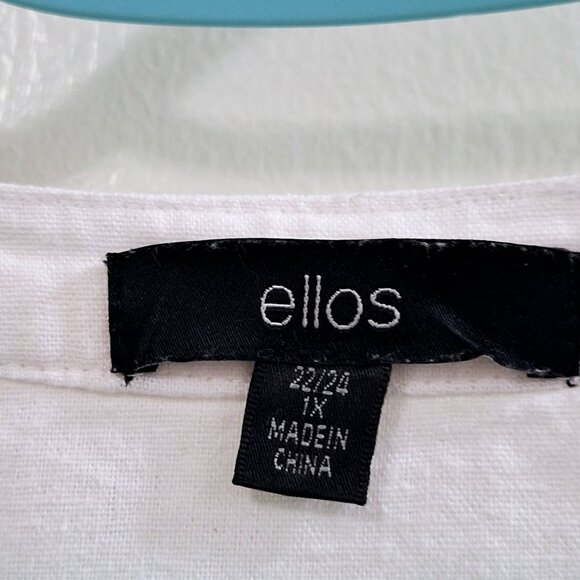 Ellos White Linen-Blend Tie-Front Short Sleeve /Top Blouse, Size 1X (22/24) - Picture 12 of 16